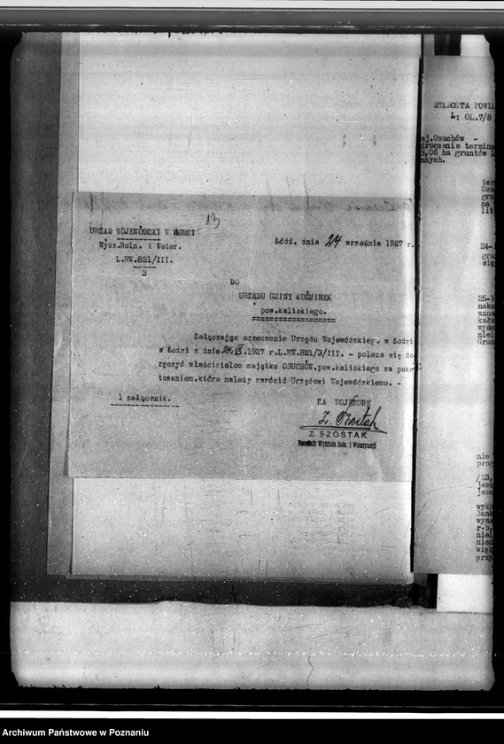 Obraz 17 z jednostki "Sprawa lustracji lasu dóbr Osuchów powiatu kaliskiego oraz sprawa odroczenia terminu zalesienia 3,06 ha gruntów leśnych"