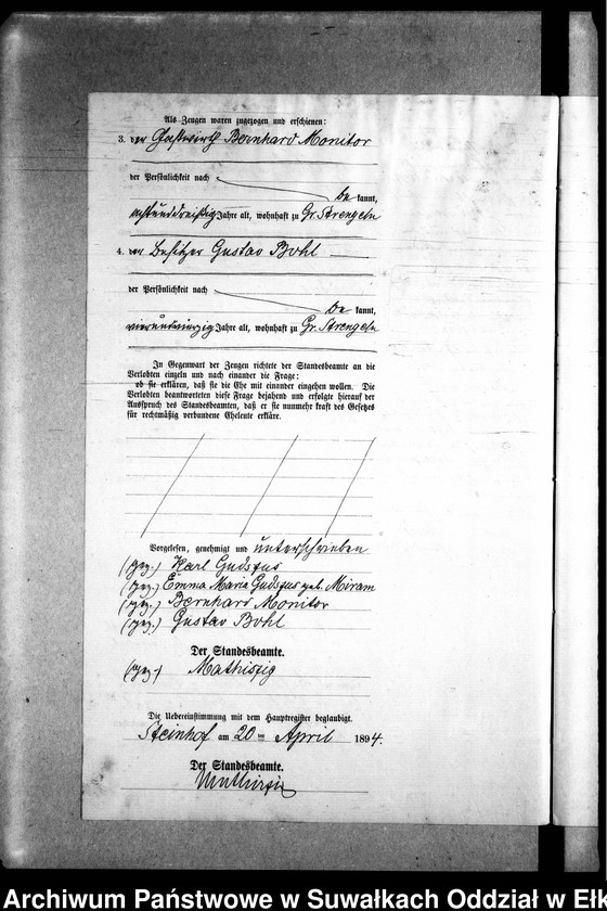 image.from.unit.number "Heiraths-Neben-Register des Preussischen Standes-Amtes Gr. Strengeln Kreis Angerburg"