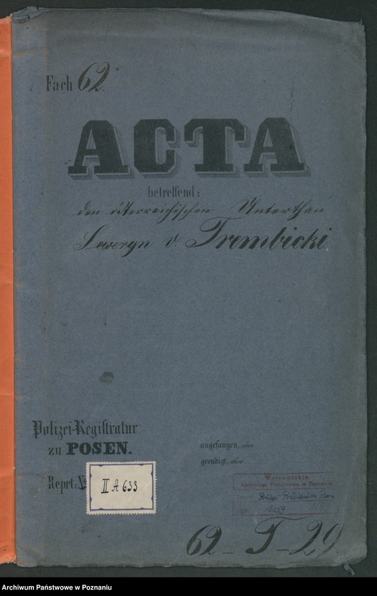 Obraz 2 z jednostki "A. betr. den österreichischen Untertan Seweryn von Trembicki"