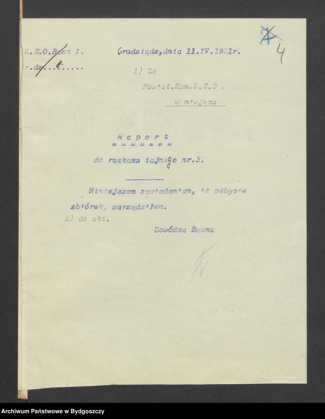 image.from.unit.number "Raporty Baonu I i Baonu II z powiatu grudziądzkiego do Powiatowej Komendy Zachodniej Straży Obywatelskiej w Grudziądzu"