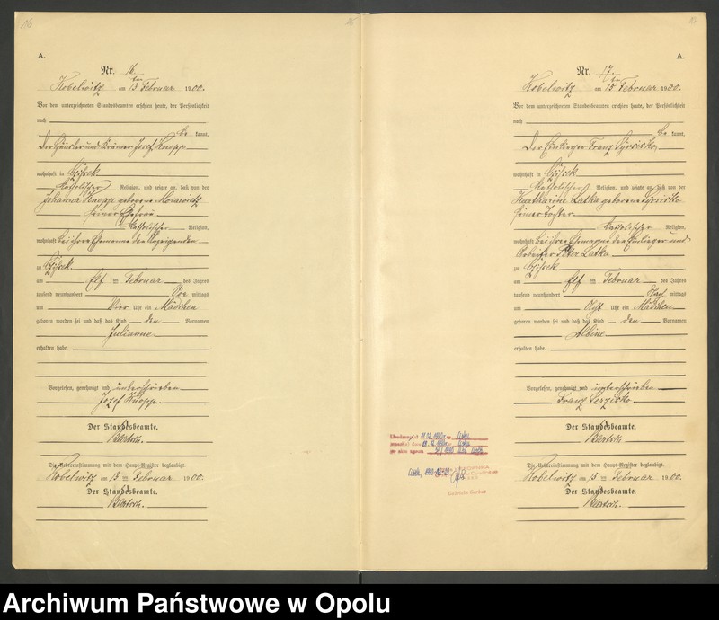 image.from.unit.number "Urząd Stanu Cywilnego Kobylice Księga urodzeń rok 1900"