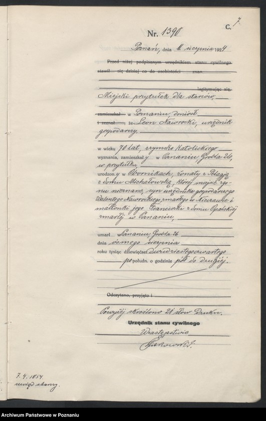 Obraz 9 z jednostki "Księga miejscowa zgonów tom III [Rejestr główny zgonów]"