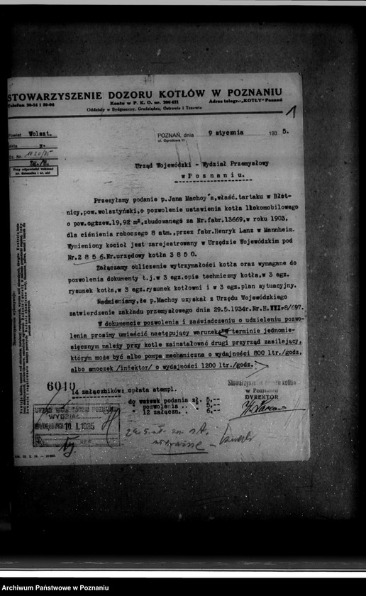 Obraz 5 z jednostki "Tartak J. Machoya w Błonicy powiat wolsztyński nr woj. kotła 2856"