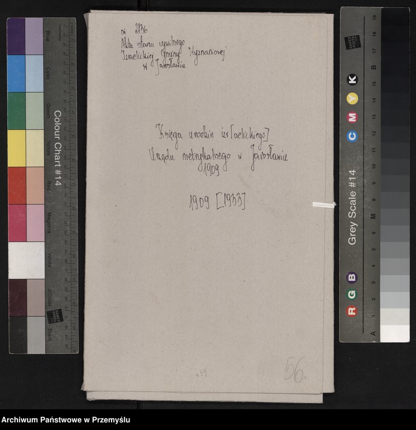 image.from.unit.number "Księga urodzin izr[aelickiego] Urzędu metrykalnego w Jarosławiu 1909"