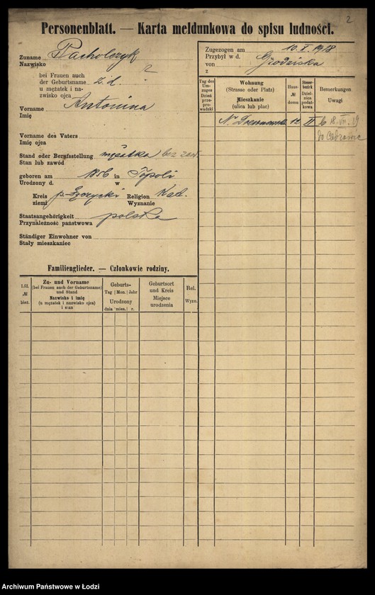 Obraz 4 z jednostki "[Spis ludności Łodzi] Pacholczyk-Pająkowski"