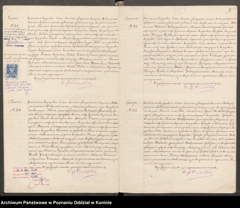 Obraz 9 z jednostki "Księga akt urodzeń, małżeństw, zgonów Parafia Rzymskokatolicka Osiek Wielki [za] rok 1909"