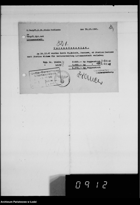 Obraz 17 z jednostki "Strohschuhe. Rechnungen, Frachtberichte, Waggon-Eingang"