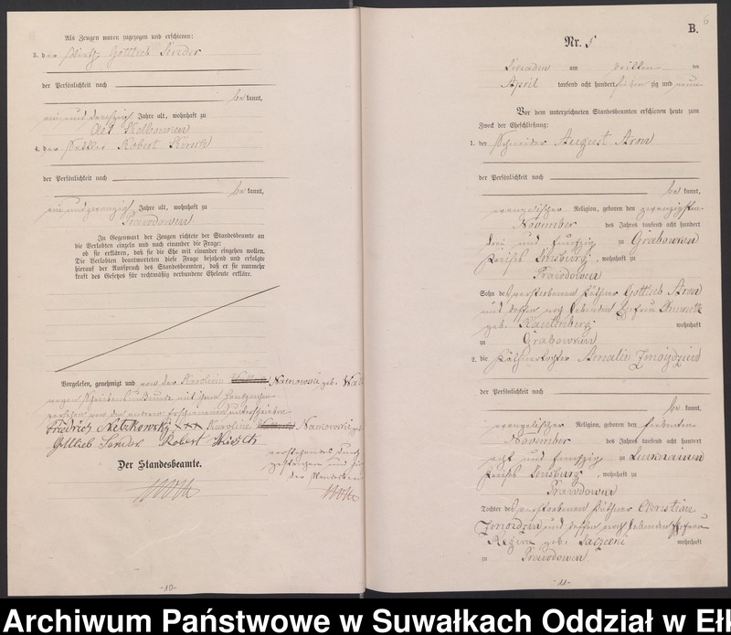 image.from.unit.number "Heiraths-Haupt-Register des Königlich Preussischen Standes-Amtes Schaden Kreis Sensburg"