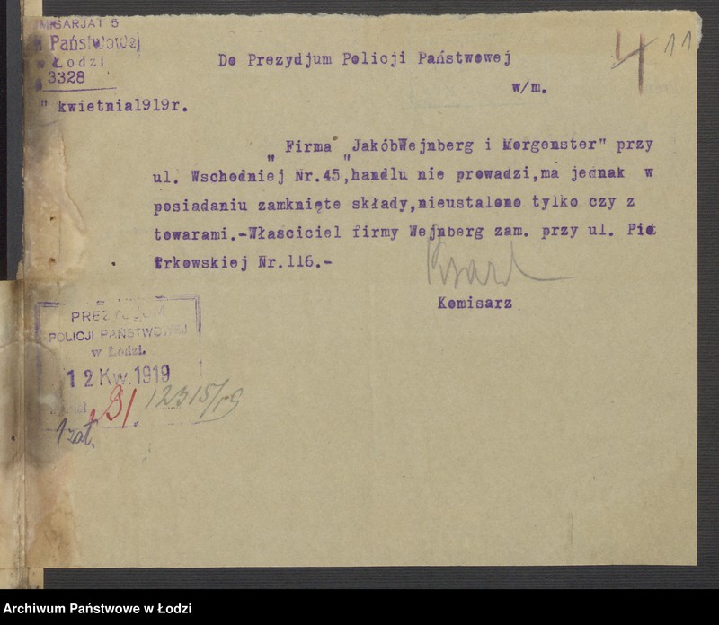 Obraz 13 z jednostki "Jakób Weinberg - sprzedaż towarów manufakturowych"