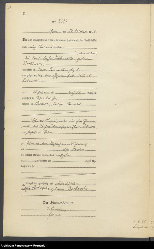 Obraz 14 z jednostki "Księga miejscowa zgonów tom VI [Rejestr główny zgonów]"