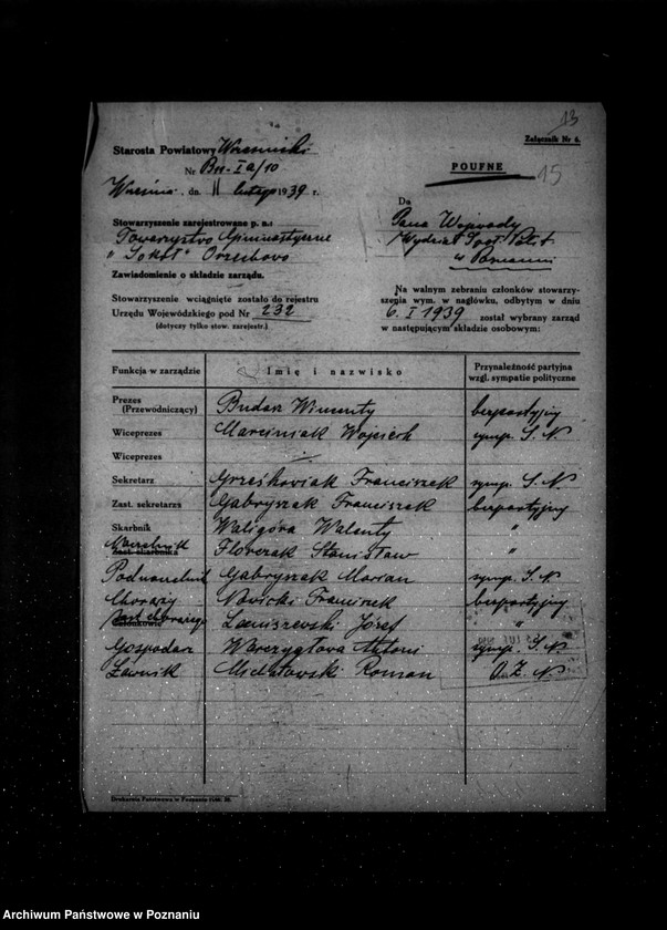 Obraz 20 z jednostki "/Towarzystwo Gimnastyczne „Sokół" w Orzechowie powiat Września - rejestracja/"