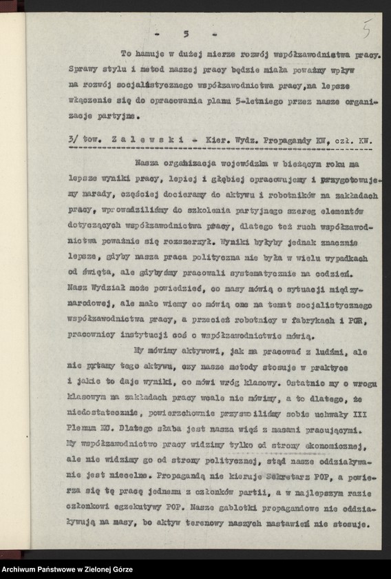 image.from.unit.number "Protokół plenarnego posiedzenia nt.: Wyniki działalności w wojewódzkiej organizacji partyjnej w dziedzinie rozwoju socjalistycznego współzawodnictwa pracy. Załączniki. 13 grudnia 1955 r."