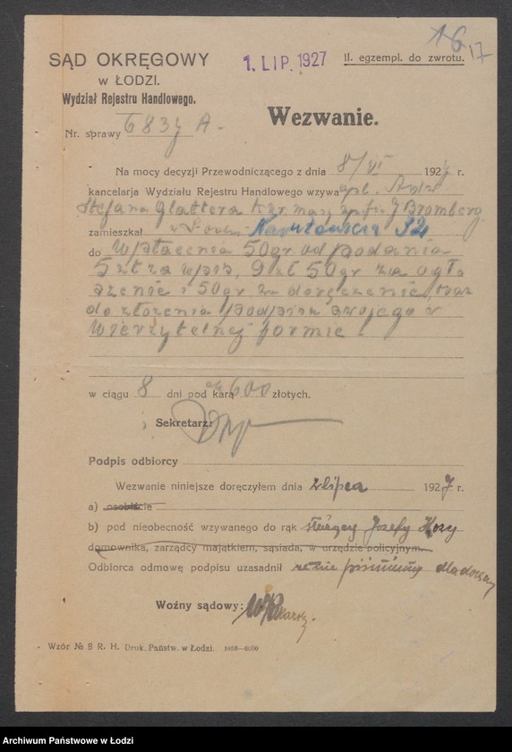 Obraz 19 z jednostki "Józef Bromberg – drobna sprzedaż skór"