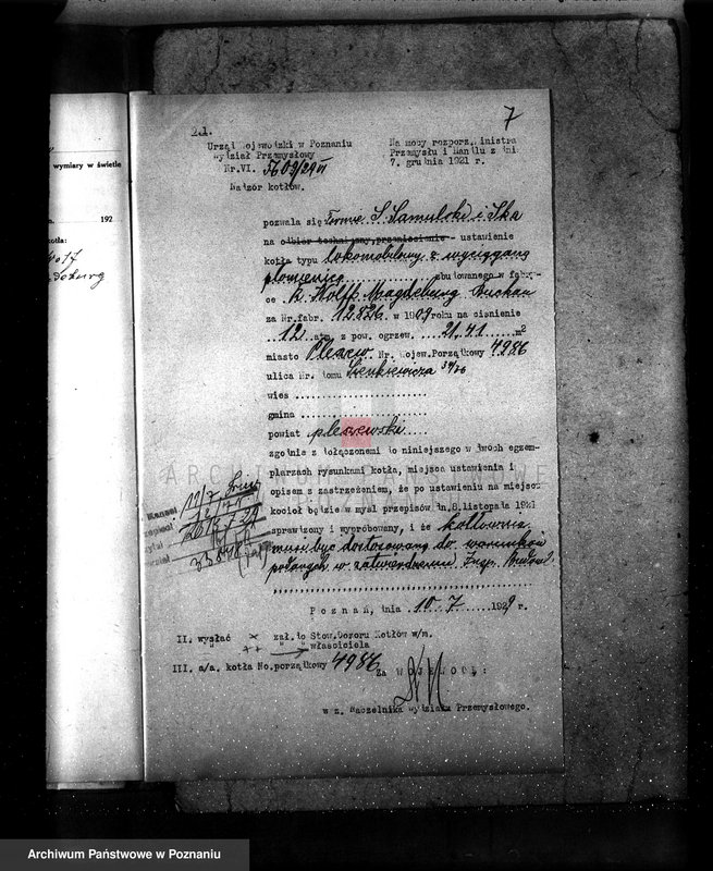 Obraz 11 z jednostki "Pleszewska Fabryka Maszyn S. Samulski i Spółka Pleszew nr fabr. kotła 12826 nr woj. kotła 4986"