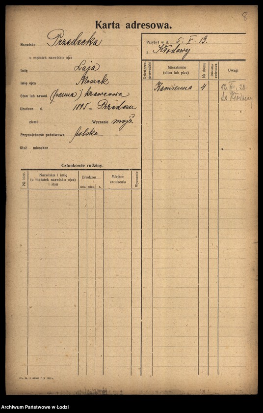 Obraz 10 z jednostki "[Spis ludności Łodzi] Przedbórz-Przybyliński"