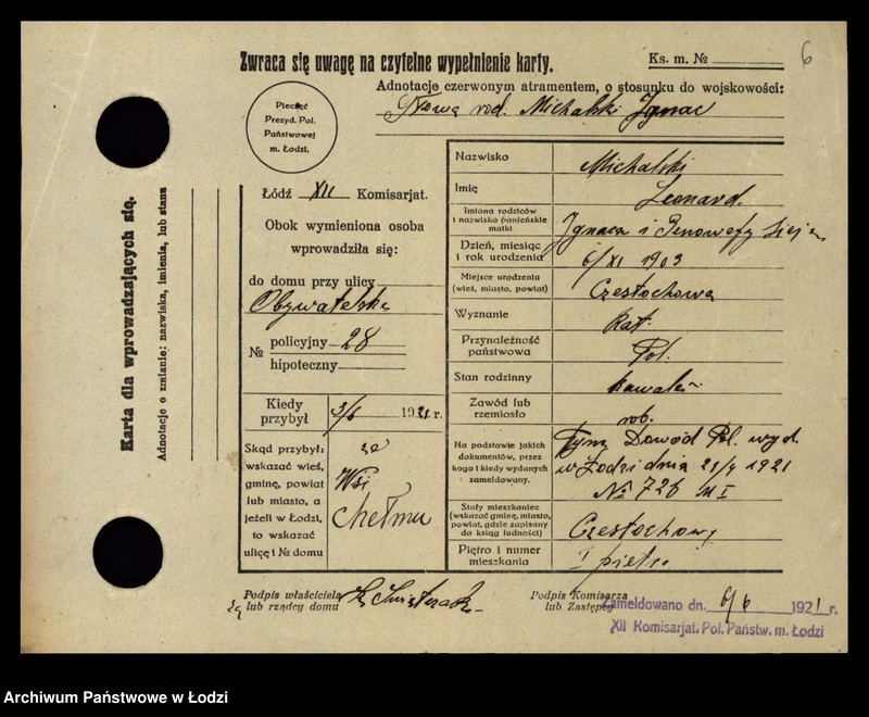 Obraz 8 z jednostki "[Spis ludności Łodzi] Michalski - Michałowicz"