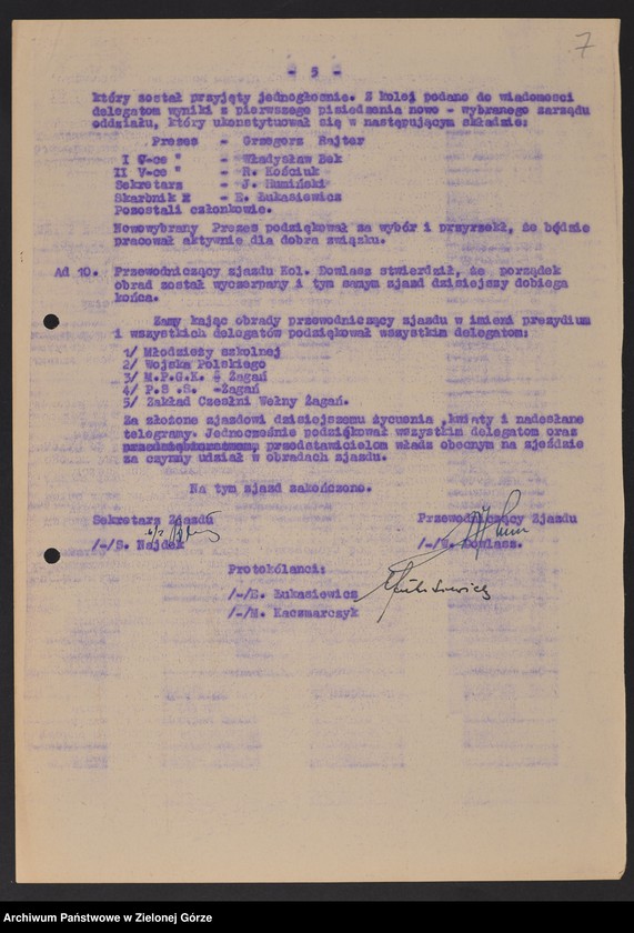 image.from.unit.number "Oddział Powiatowy ZBoWiD w Żaganiu. - Walny Zjazd Powiatowy z 16 czerwca 1961 r."