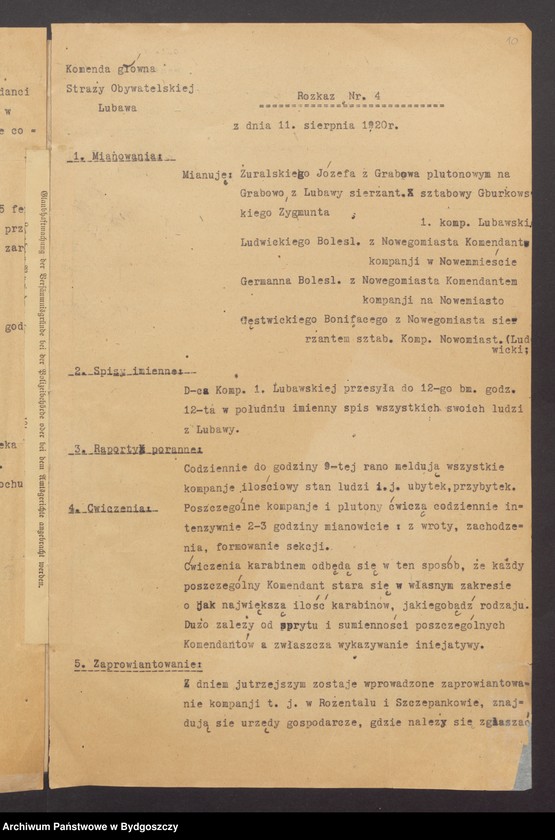 image.from.unit.number "Komenda Powiatowa Lubawa ZSO. Rozkazy komendy [obsada stanowisk, organizacja]"