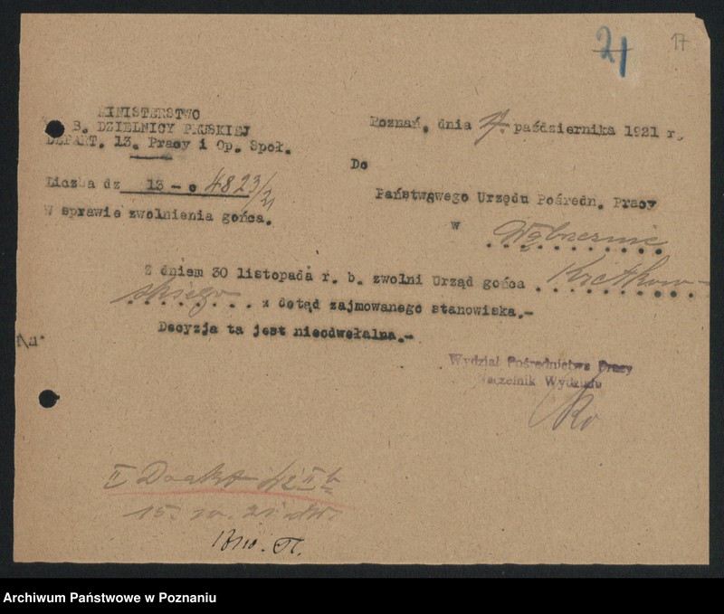 Obraz 18 z jednostki "[Sprawy osobowe Urzędu Pośrednictwa Pracy w Wąbrzeźnie i Wejherowie]"