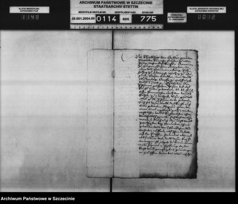 image.from.unit.number "Magnus v. Horn zu Ranzin / Joachim v. Behr zu Schlagtow, Balzer v. Heyden zu Kartlow und Klaus v. Holstein [Holste] zu Passow: Bürgerschaftsschuld, Einweisung in den Hornschen Hof. Zu Büssow."