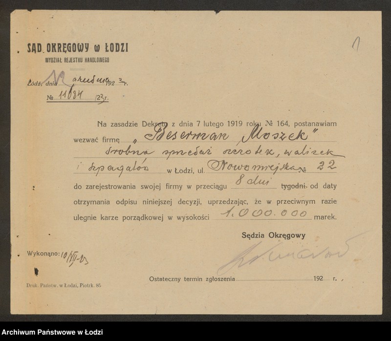 Obraz 3 z jednostki "Moszek Beserman- sprzedaż szczotek, walizek i szpagatów"