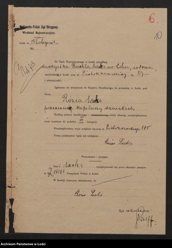 Obraz 12 z jednostki "Rózia Sachs - pracownia kapeluszy damskich"