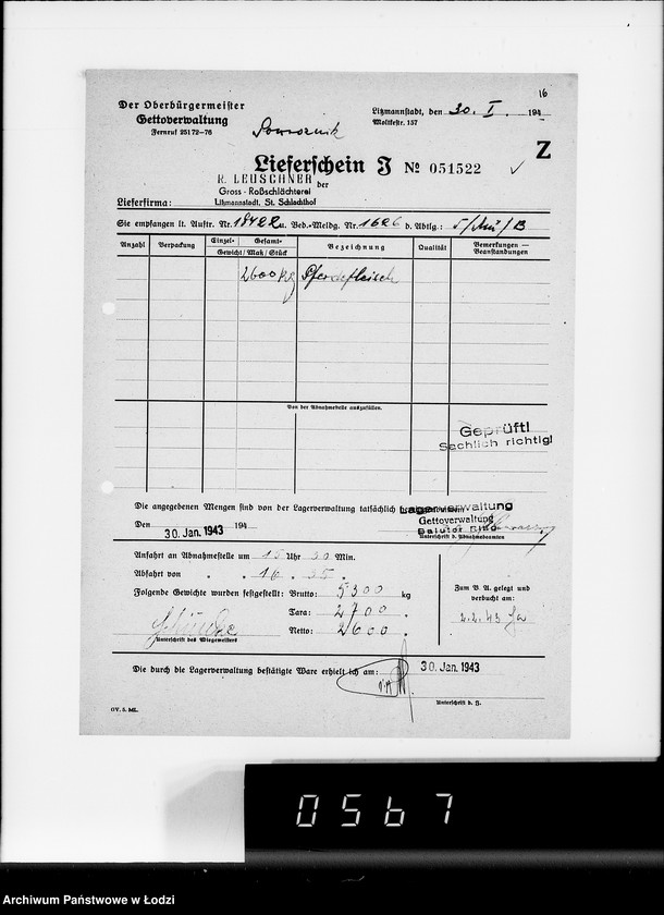 Obraz 20 z jednostki "Lebensmitteleinkauf. Aufträge, [Lieferscheinen und Rechnungen] 18421-18480"