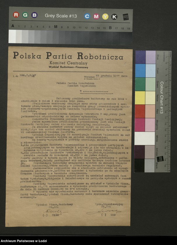 Obraz 2 z jednostki "Preliminarz budżetowy Komitetu Łódzkiego Polskiej Partii Robotniczej w Łodzi na rok budżetowy 1948"