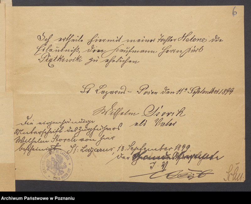 Obraz 8 z jednostki "Die von den Verlobten beigebrachten Urkunden zur Eheschliessung pro 1899"