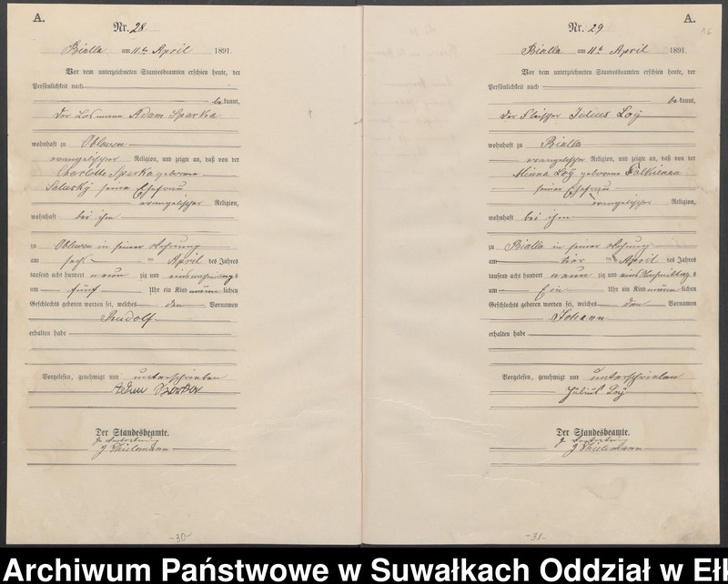 image.from.unit.number "Geburts-Haupt-Register des Königlichen Preussischen Standes-Amtes Bialla Kreis Johannisburg"