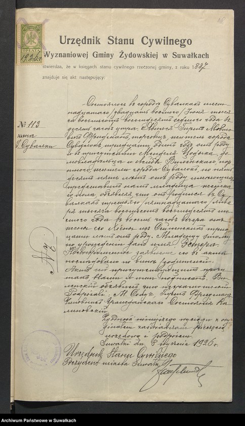 image.from.unit.number "Dowody do aktów ślubu 1926 r."