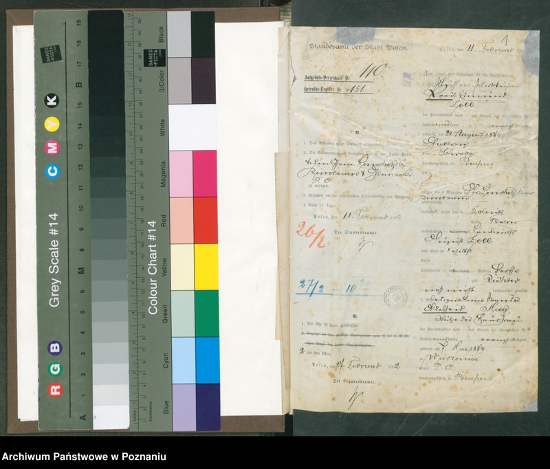 Obraz 3 z jednostki "[Dokumenty dostarczone przez narzeczonych do zawarcia związku małżeńskiego za 1902 rok. Tom IV]"