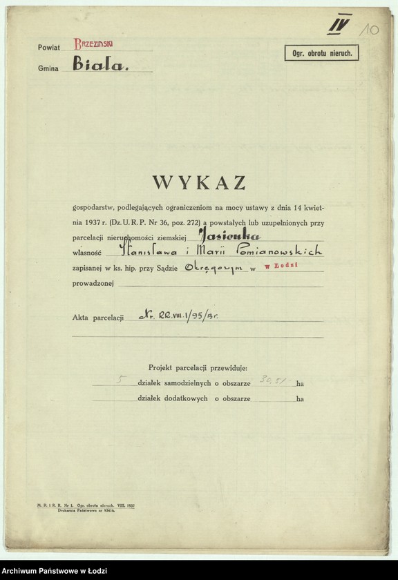 Obraz 13 z jednostki "Wykazy gospod. Nr. 1 pow. brzeziński"