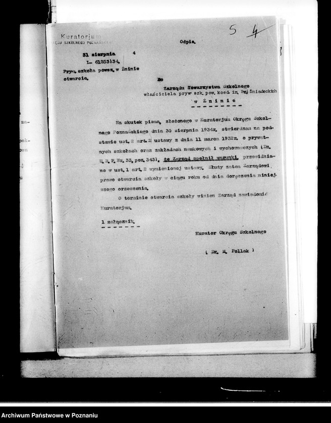 Obraz 9 z jednostki "Prywatna Szkoła Powszechna Zarządu Towarzystwa Szkolnego imienia Braci Śniadeckich w Żninie"