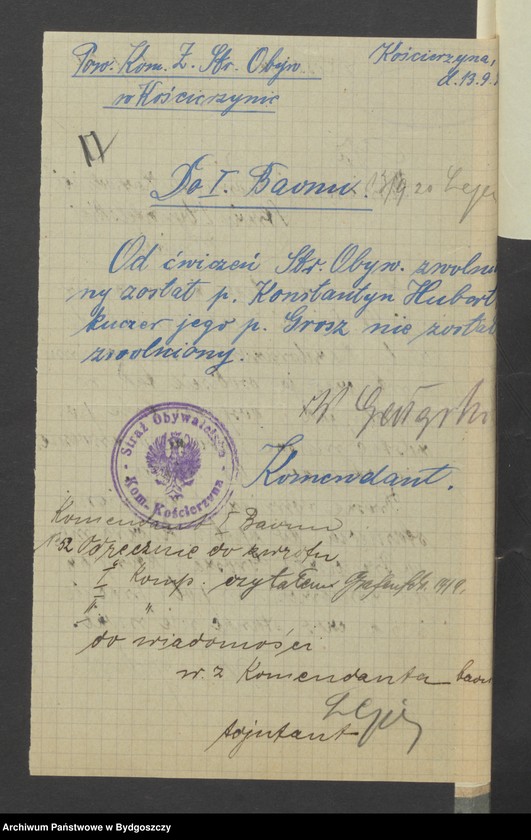 image.from.unit.number "[Raport do Powiatowej Komendy Zachodniej Straży Obywatelskiej w Kościerzynie i rozkazy wydane przez Komendę Powiatową do kompanii i podległych baonów]"