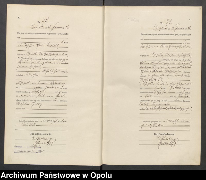 image.from.unit.number "Urząd stanu Cywilnego Opole Księga Urodzeń Rok 1916 1-395"