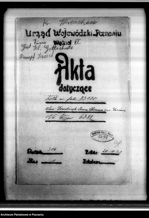 image.from.unit.number "Majętność ziemska w Chociczy Małej powiat wrzesiński własność L. Dembińskiego nr woj. kotła 6388"