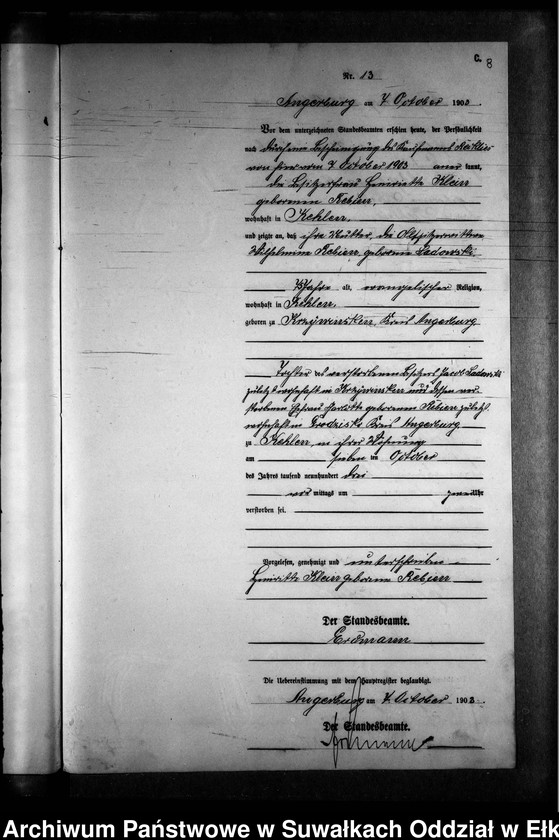 image.from.unit.number "Sterbe-Neben-Register des Preussischen Standes-Amtes Kehlen Kreis Angerburg"