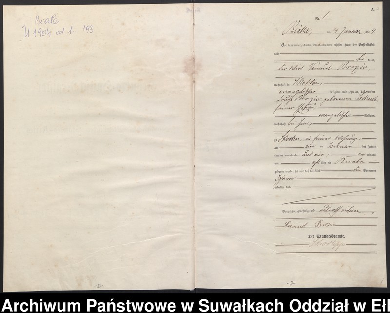 image.from.unit.number "Geburts-Haupt-Register des Königlichen Preussischen Standes-Amtes Bialla Kreis Johannisburg"