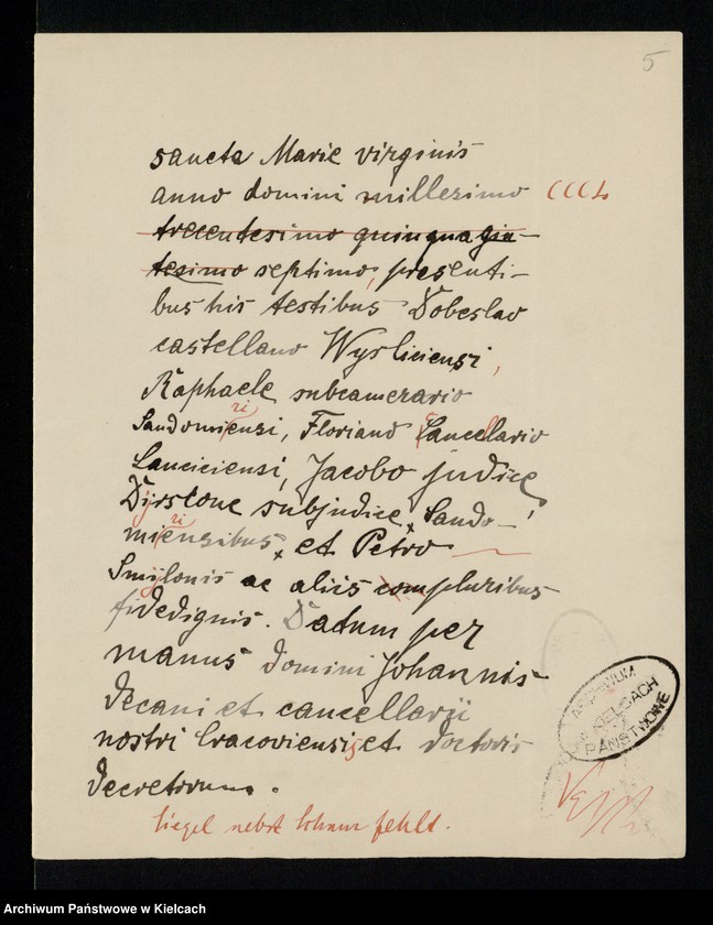 Obraz z zespołu "Zbiór dokumentów pergaminowych i papierowych"