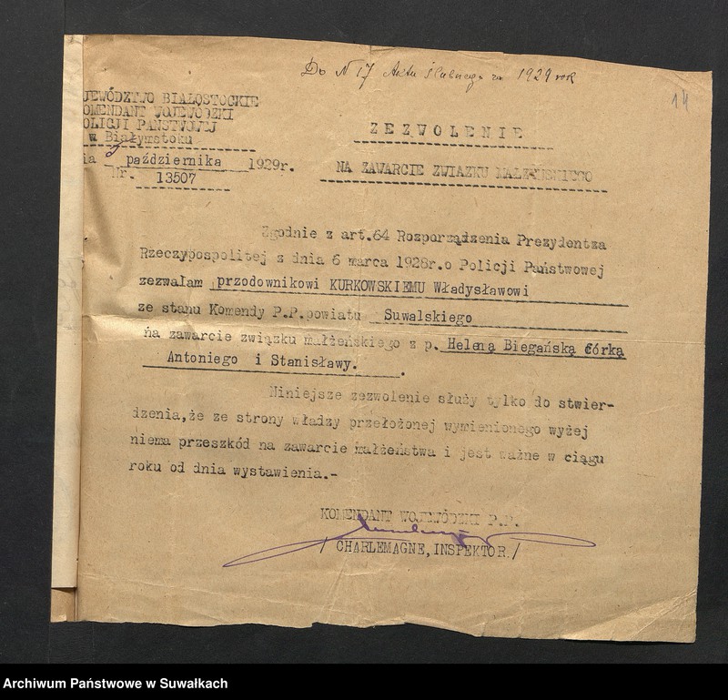 image.from.unit.number "Aneksa do Aktów Ślubnych Rz-Katolickiej parafji Wigierskiej za 1929 rok"