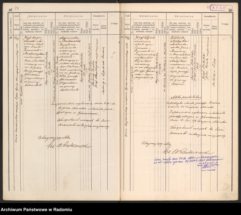 image.from.unit.number "[Duplikat Tom I Księga zaślubionych parafii Głowaczów za 1916 r.]"