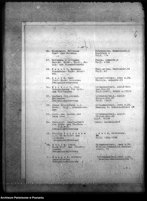 Obraz 10 z jednostki "Wirtschaftsgruppe Bauindustrie- Bezirks- gruppe Wartheland. Mitgliederverzeichnis"