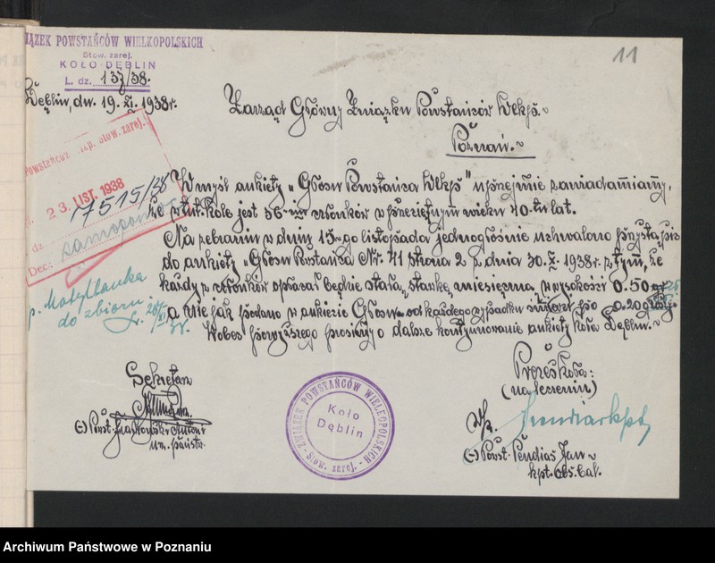 Obraz 12 z jednostki "Fundusz samopomocy Związku Powstańców Wielkopolskich."