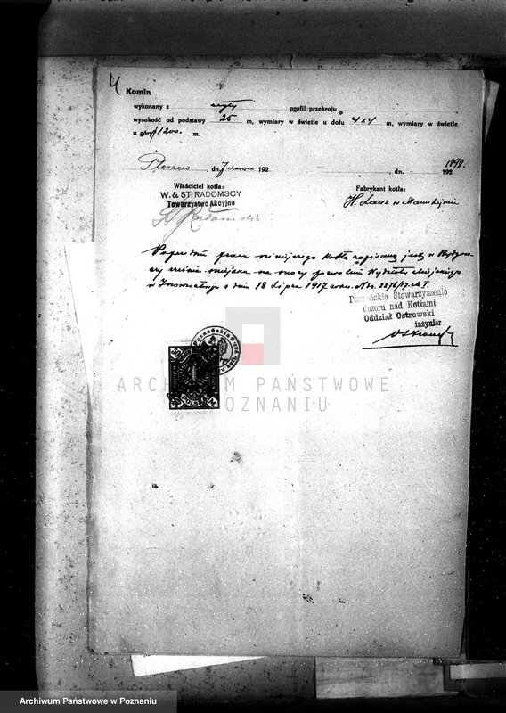 Obraz 8 z jednostki "Firma W. St. Radomski Pleszew nr fabr kotła 588, nr woj. kotła 4593"