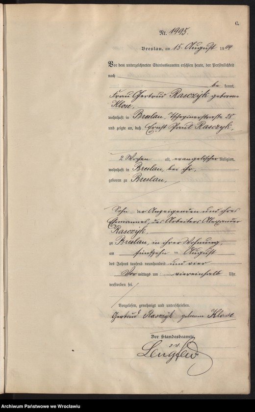 image.from.unit.number "Sterbe-Neben-Register Breslau I 1904 Band 6"