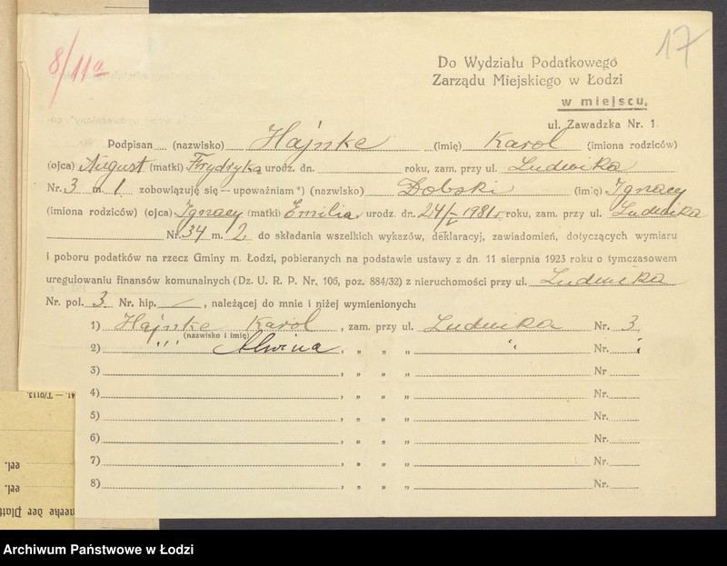 image.from.unit.number "Księga inwentarzowa nieruchomości m. Łodzi ul. Ludwika"