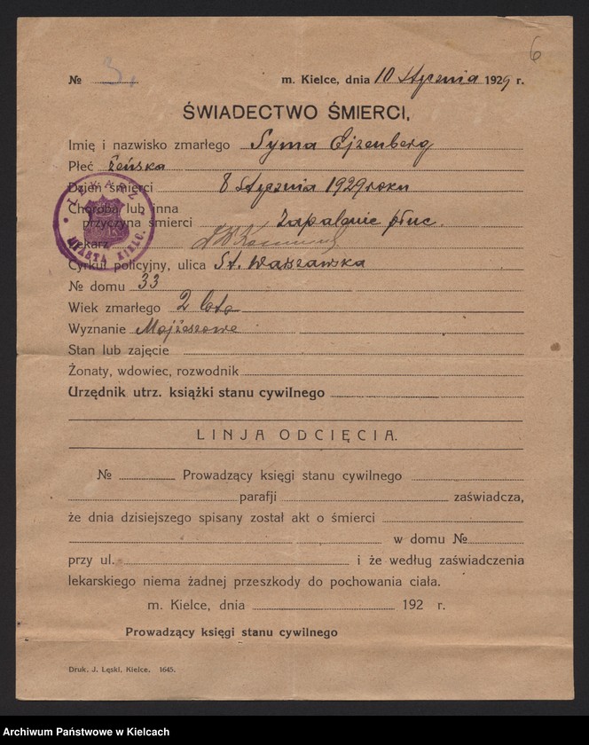 image.from.unit.number "Załączniki do akt zgonu Okręgu Bożniczego Kielce za rok 1929"