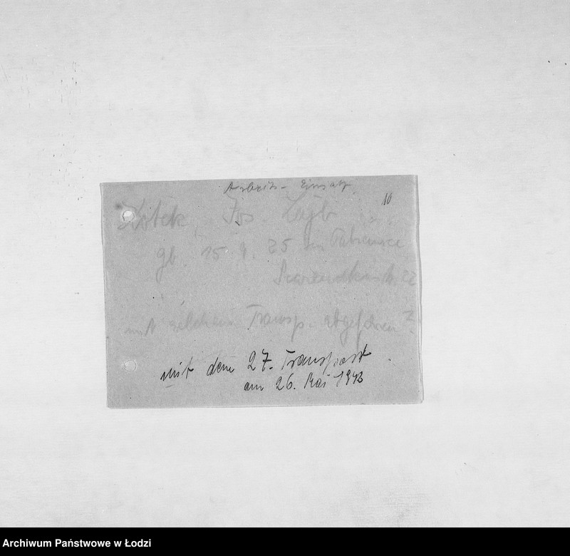 Obraz 13 z jednostki "[Korespondencja PSŻ z GV, z instytucjami i firmami niemieckimi w sprawie informacji o mieszkańcach getta: ich adresach, majątku, narodowości itp. – w związku z rentami i wierzytelnościami]"