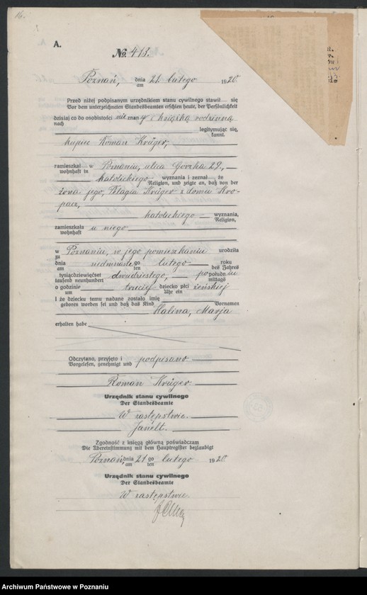 Obraz 18 z jednostki "Księga urodzeń odpis tom II [Rejestr poboczny urodzeń]"